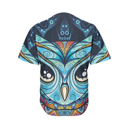 Colorful Tribal Owl Print Men's Baseball Jersey