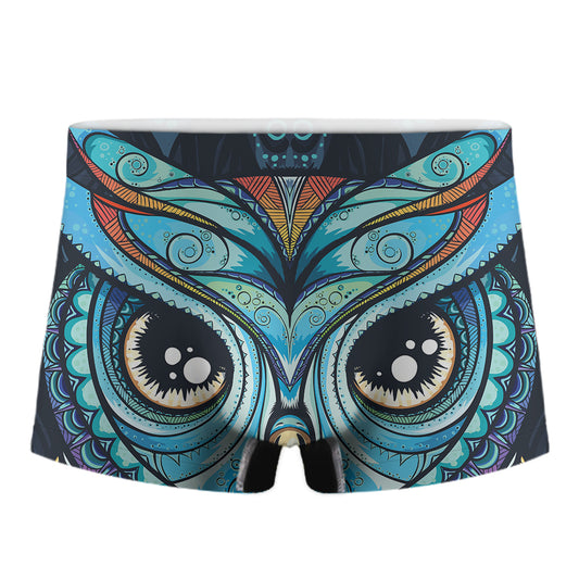 Colorful Tribal Owl Print Men's Boxer Briefs
