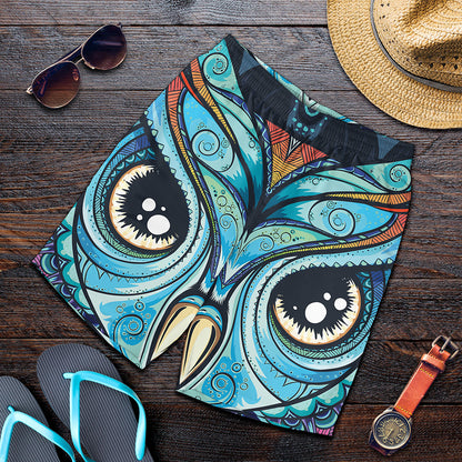 Colorful Tribal Owl Print Men's Shorts