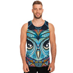 Colorful Tribal Owl Print Men's Tank Top