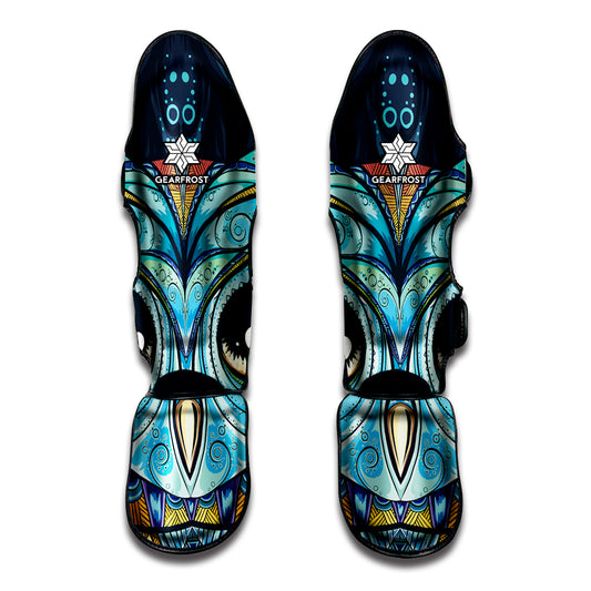 Colorful Tribal Owl Print Muay Thai Shin Guard