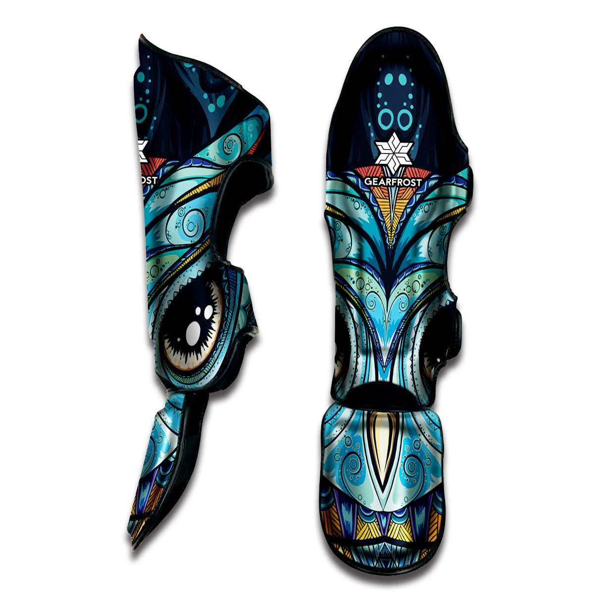 Colorful Tribal Owl Print Muay Thai Shin Guard