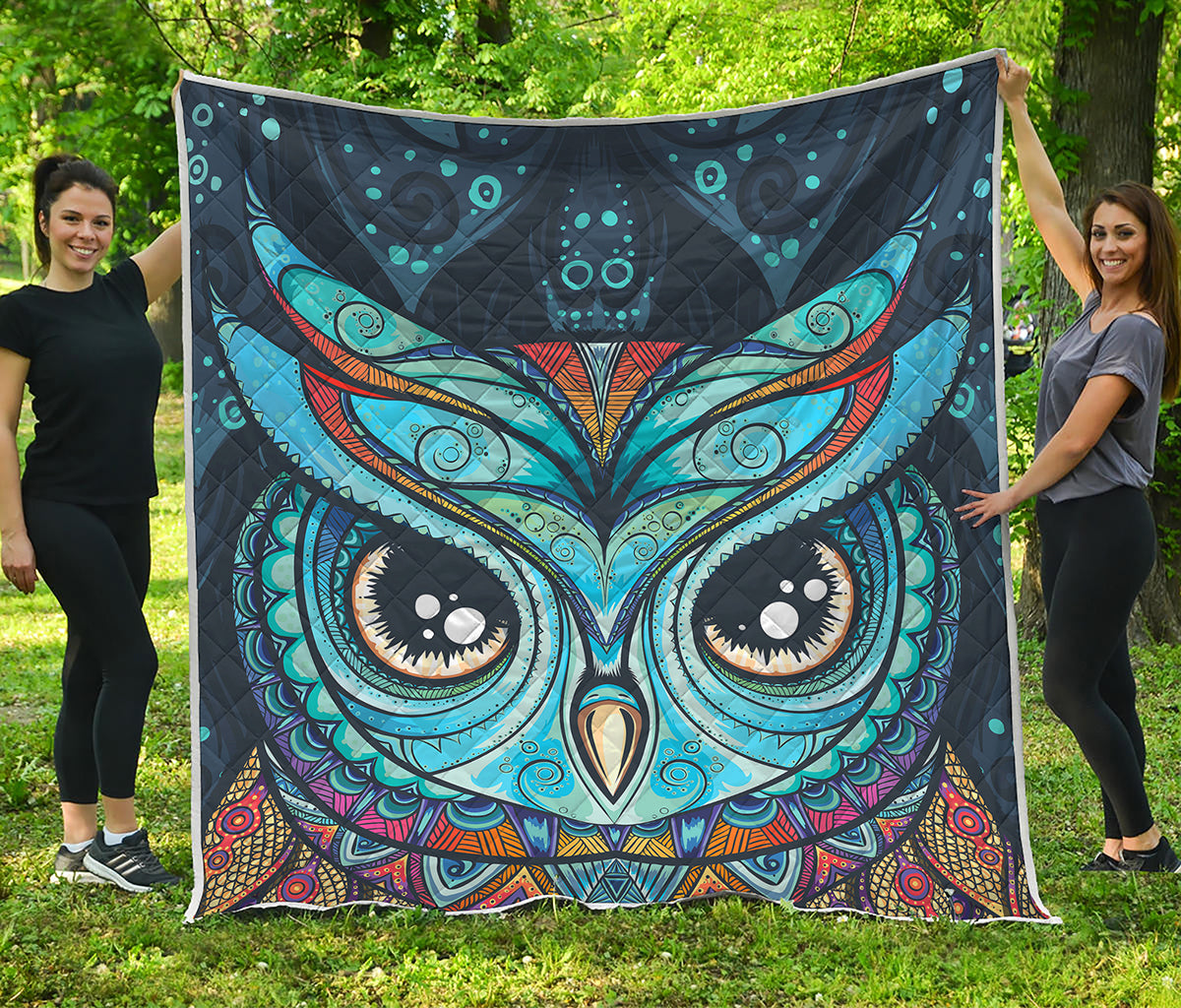 Colorful Tribal Owl Print Quilt