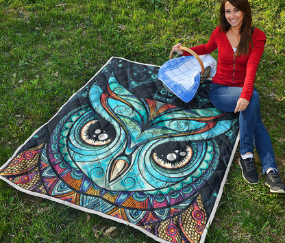 Colorful Tribal Owl Print Quilt