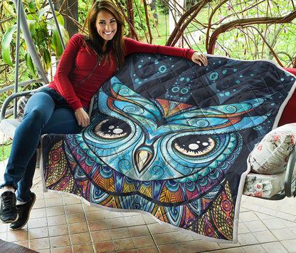 Colorful Tribal Owl Print Quilt