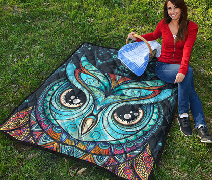 Colorful Tribal Owl Print Quilt