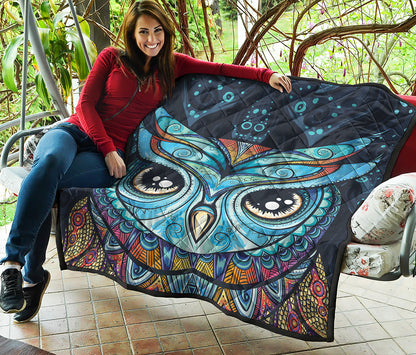 Colorful Tribal Owl Print Quilt