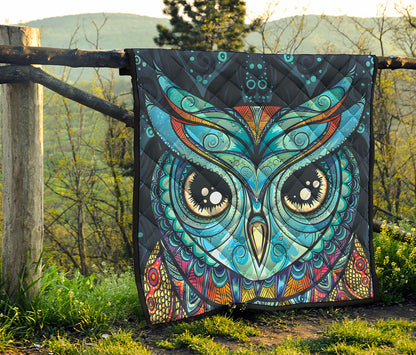 Colorful Tribal Owl Print Quilt
