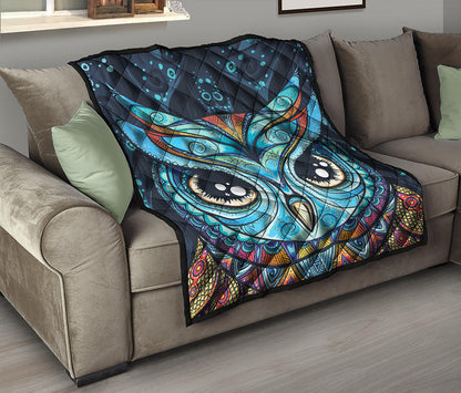 Colorful Tribal Owl Print Quilt
