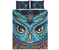 Colorful Tribal Owl Print Quilt Bed Set