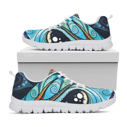 Colorful Tribal Owl Print White Sneakers