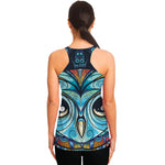 Colorful Tribal Owl Print Women's Racerback Tank Top