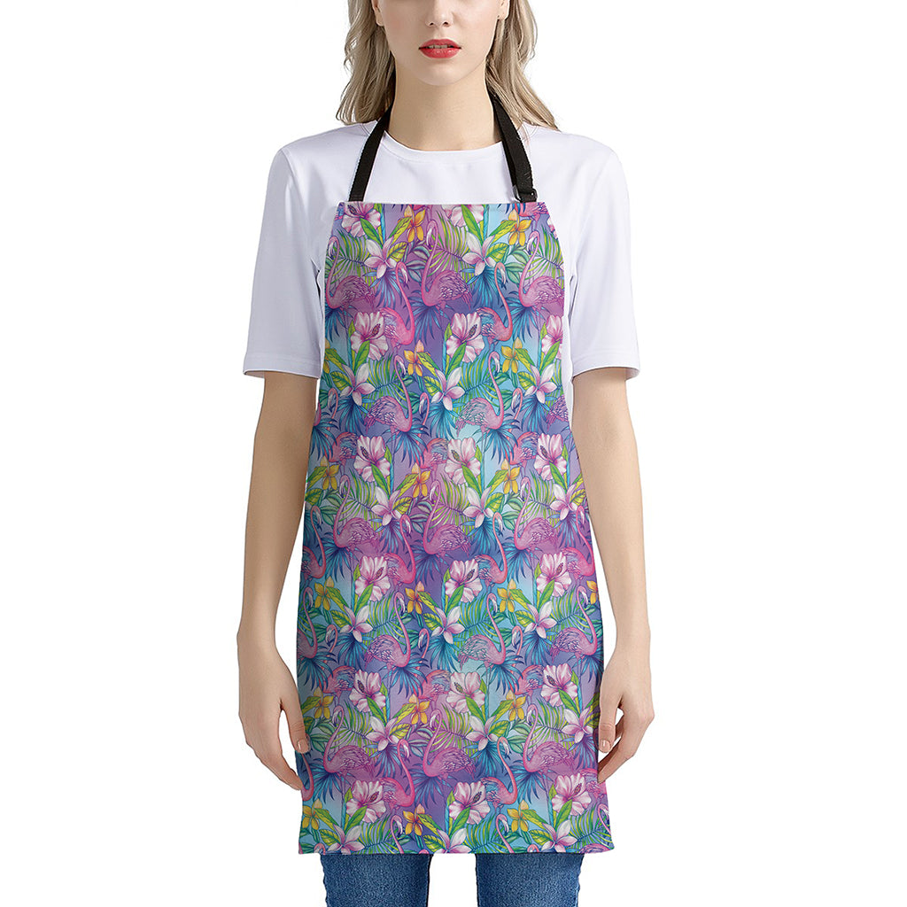 Colorful Tropical Flamingo Print Apron