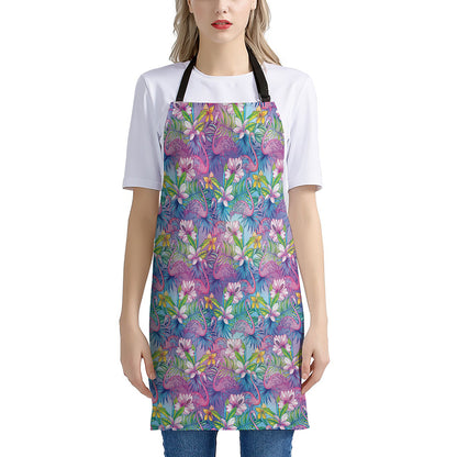 Colorful Tropical Flamingo Print Apron