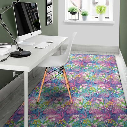 Colorful Tropical Flamingo Print Area Rug