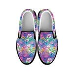 Colorful Tropical Flamingo Print Black Slip On Shoes