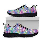 Colorful Tropical Flamingo Print Black Sneakers