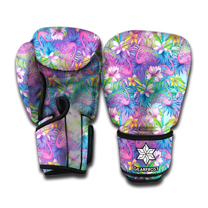 Colorful Tropical Flamingo Print Boxing Gloves