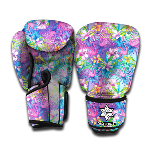 Colorful Tropical Flamingo Print Boxing Gloves