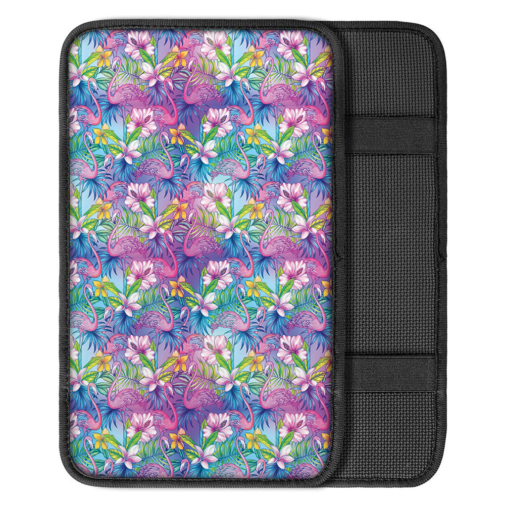Colorful Tropical Flamingo Print Car Center Console Cover