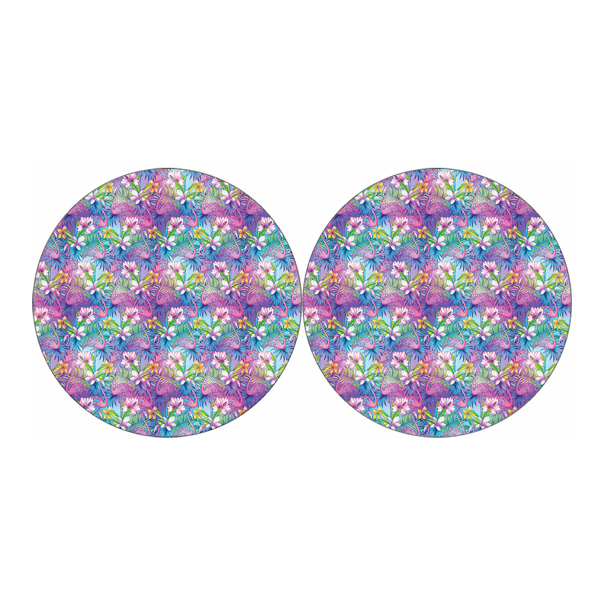 Colorful Tropical Flamingo Print Car Coasters