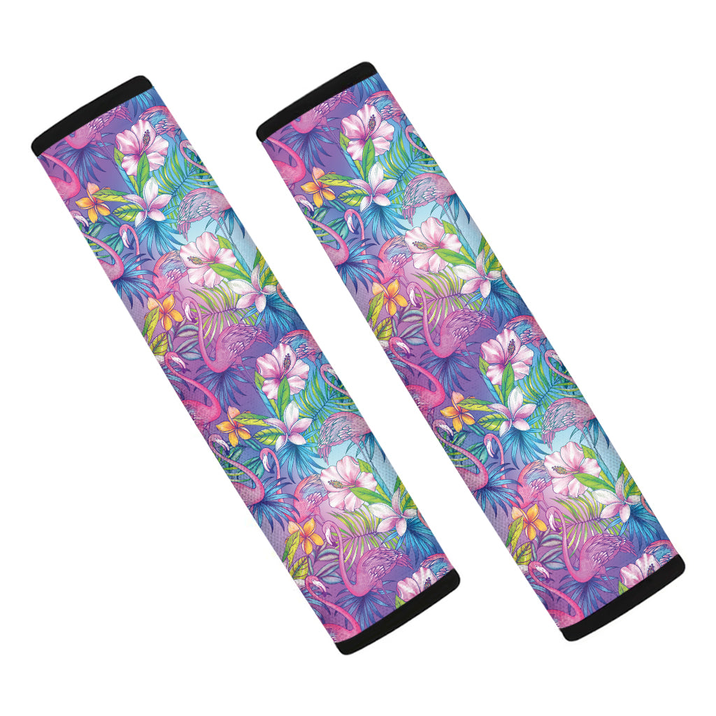 Colorful Tropical Flamingo Print Car Seat Belt Covers