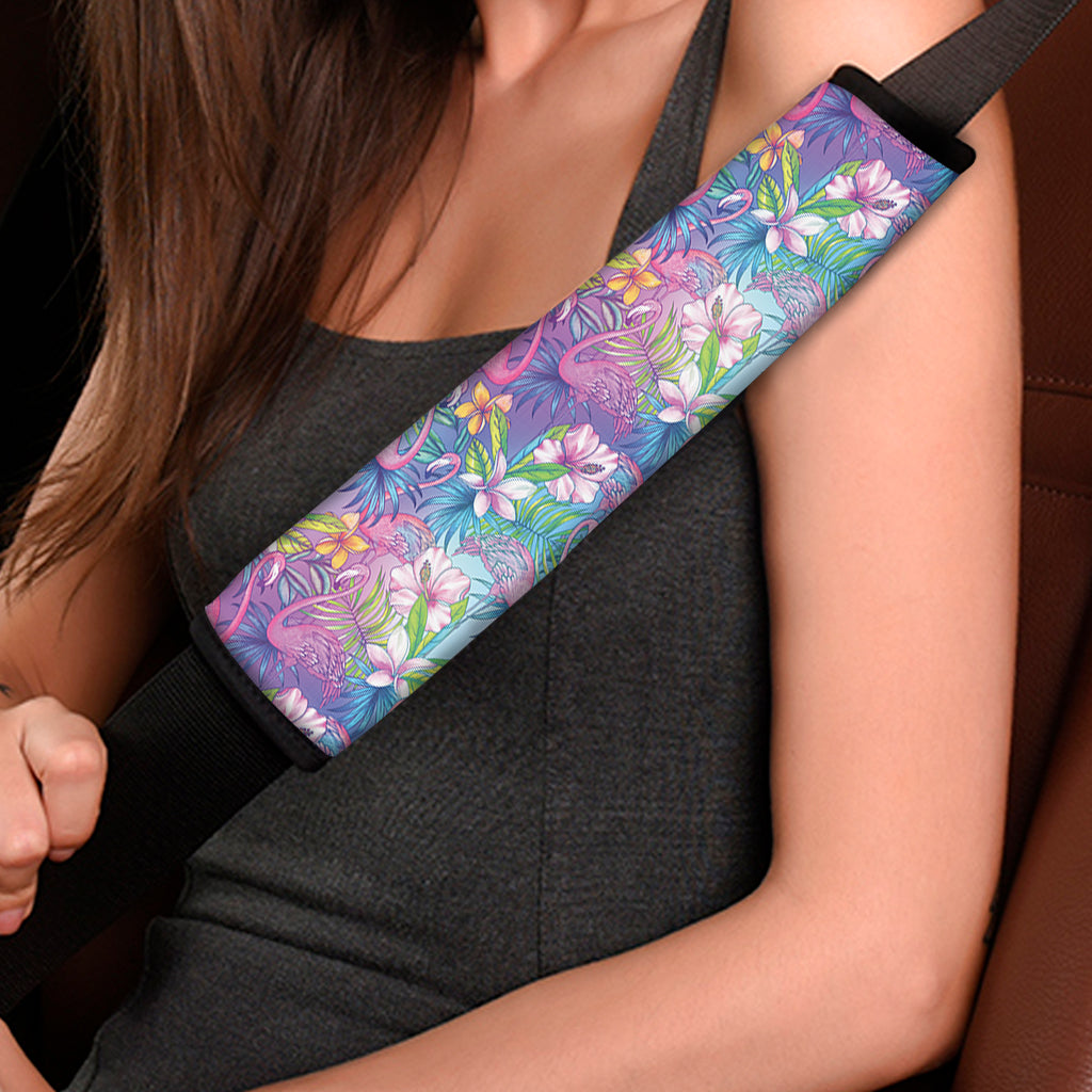 Colorful Tropical Flamingo Print Car Seat Belt Covers