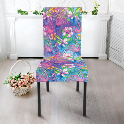 Colorful Tropical Flamingo Print Dining Chair Slipcover