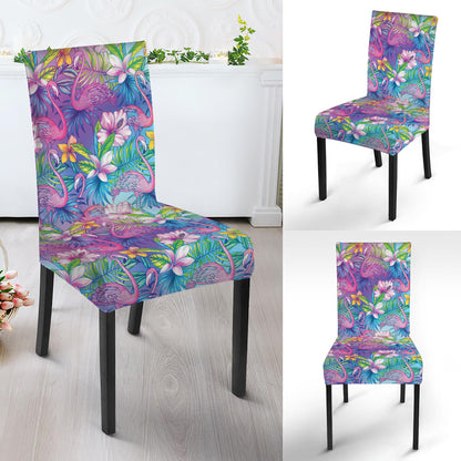 Colorful Tropical Flamingo Print Dining Chair Slipcover