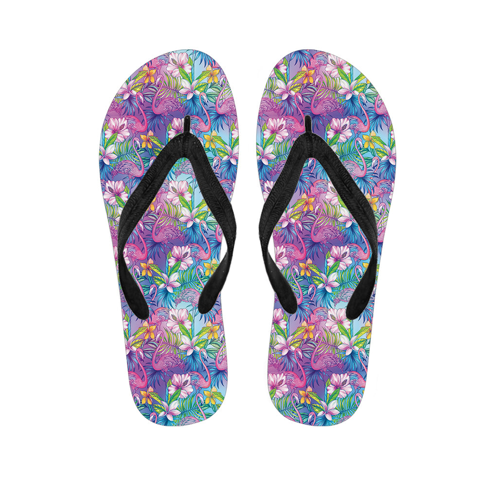 Colorful Tropical Flamingo Print Flip Flops