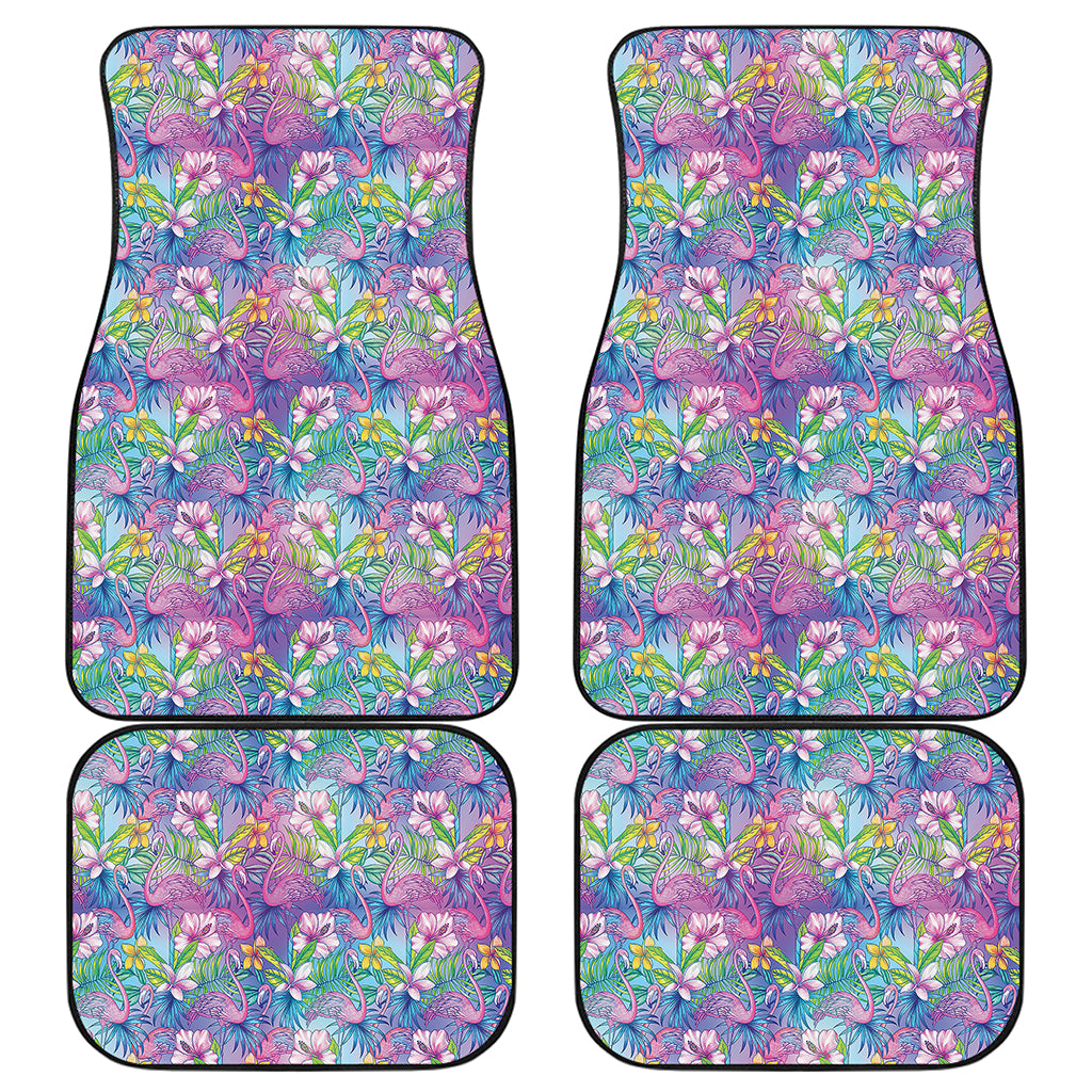 Colorful Tropical Flamingo Print Front and Back Car Floor Mats