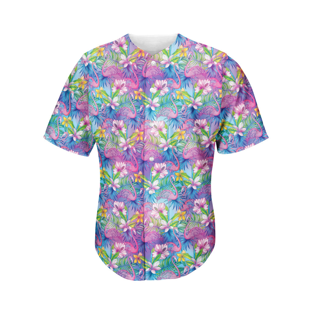 Colorful Tropical Flamingo Print Men's Baseball Jersey
