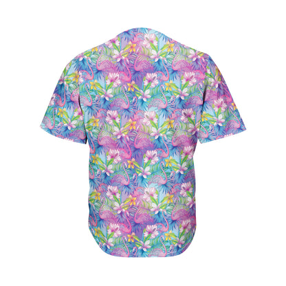 Colorful Tropical Flamingo Print Men's Baseball Jersey