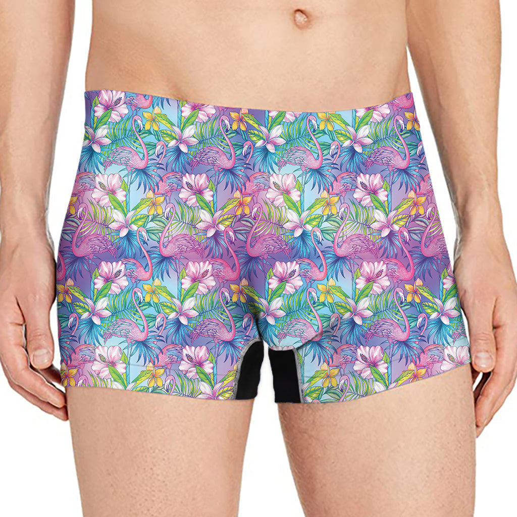 Colorful Tropical Flamingo Print Men's Boxer Briefs
