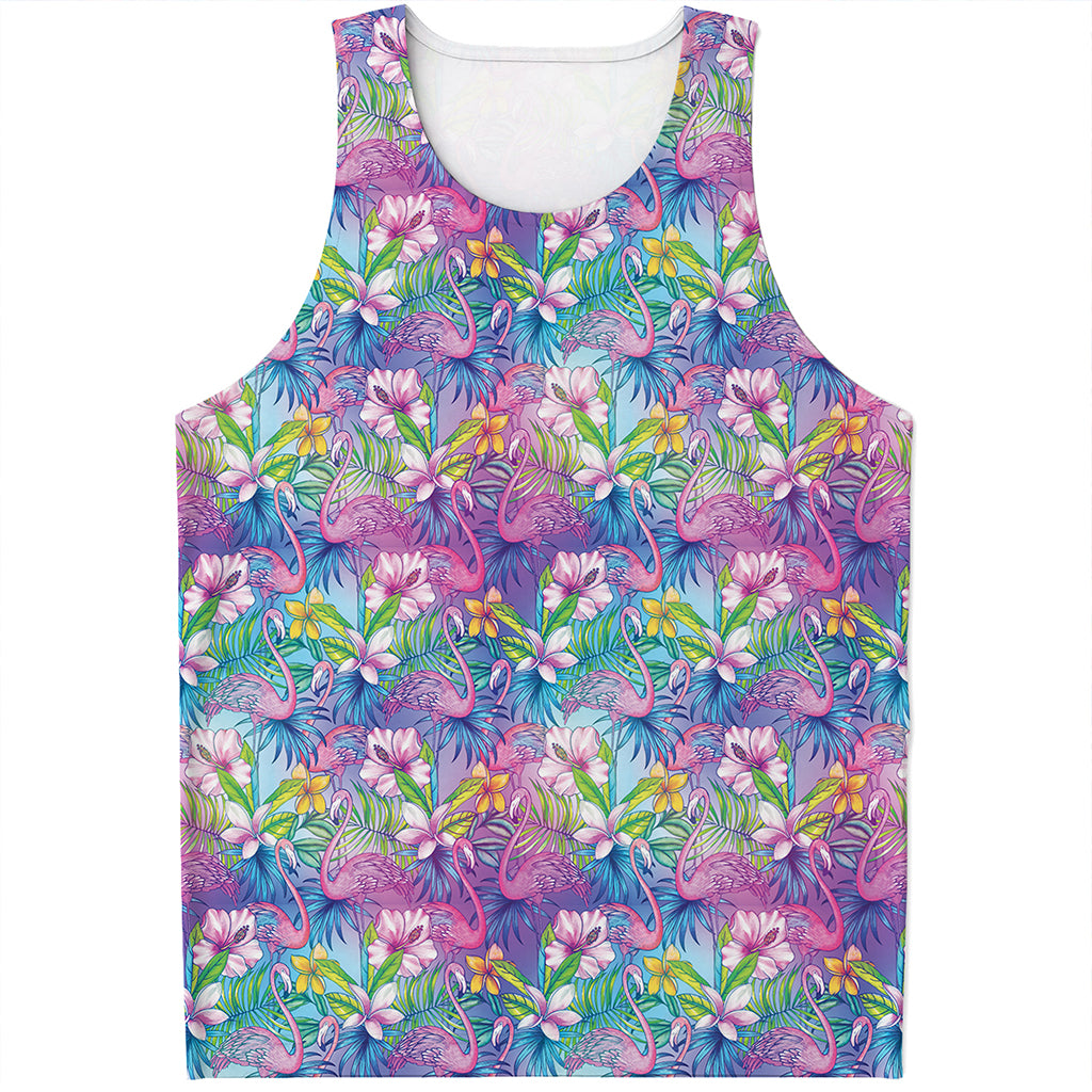 Colorful Tropical Flamingo Print Men's Tank Top