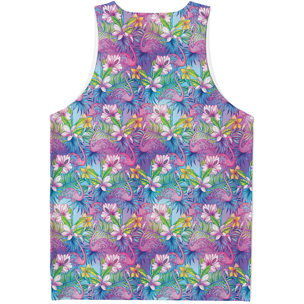 Colorful Tropical Flamingo Print Men's Tank Top