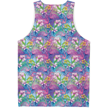 Colorful Tropical Flamingo Print Men's Tank Top