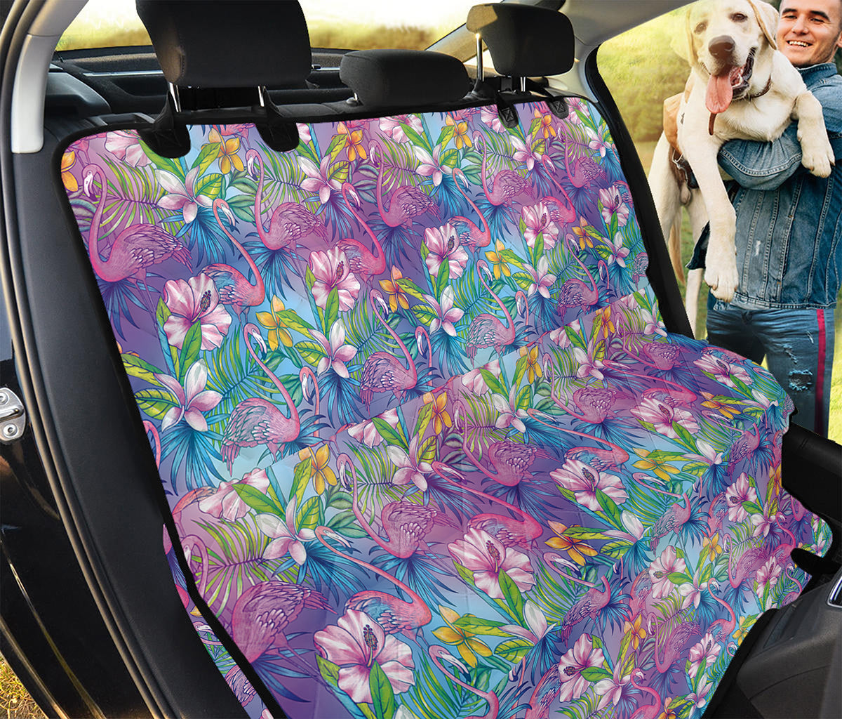 Colorful Tropical Flamingo Print Pet Car Back Seat Cover