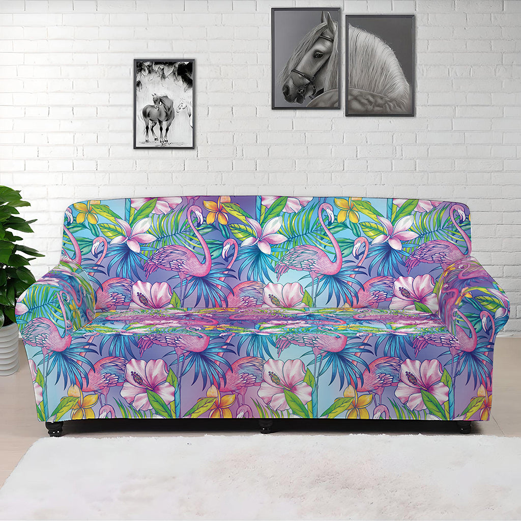Colorful Tropical Flamingo Print Sofa Cover