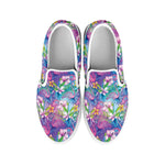 Colorful Tropical Flamingo Print White Slip On Shoes
