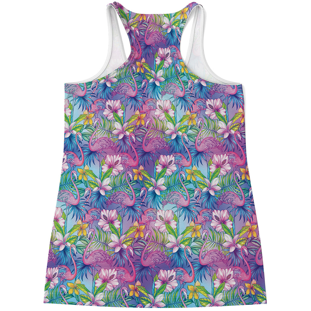 Colorful Tropical Flamingo Print Women's Racerback Tank Top