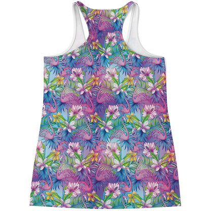 Colorful Tropical Flamingo Print Women's Racerback Tank Top