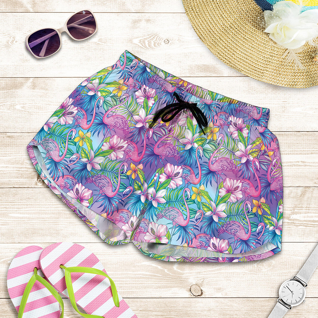Colorful Tropical Flamingo Print Women's Shorts