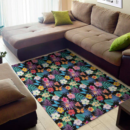 Colorful Tropical Jungle Hawaiian Print Area Rug