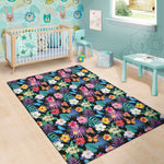 Colorful Tropical Jungle Hawaiian Print Area Rug