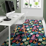 Colorful Tropical Jungle Hawaiian Print Area Rug