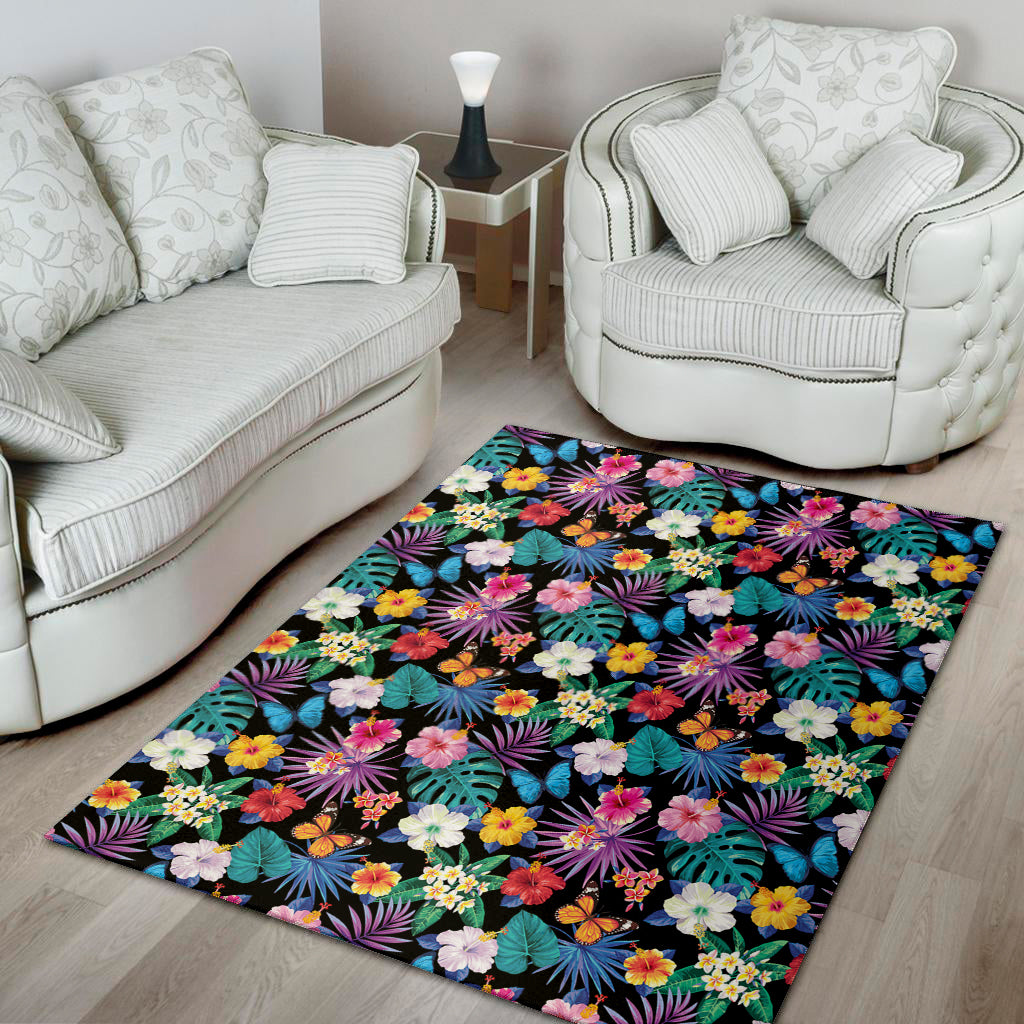 Colorful Tropical Jungle Hawaiian Print Area Rug