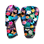 Colorful Tropical Jungle Hawaiian Print Boxing Gloves