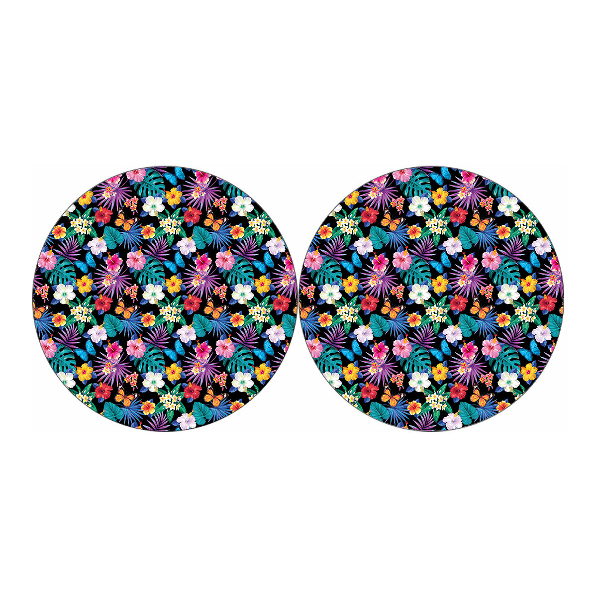 Colorful Tropical Jungle Hawaiian Print Car Coasters