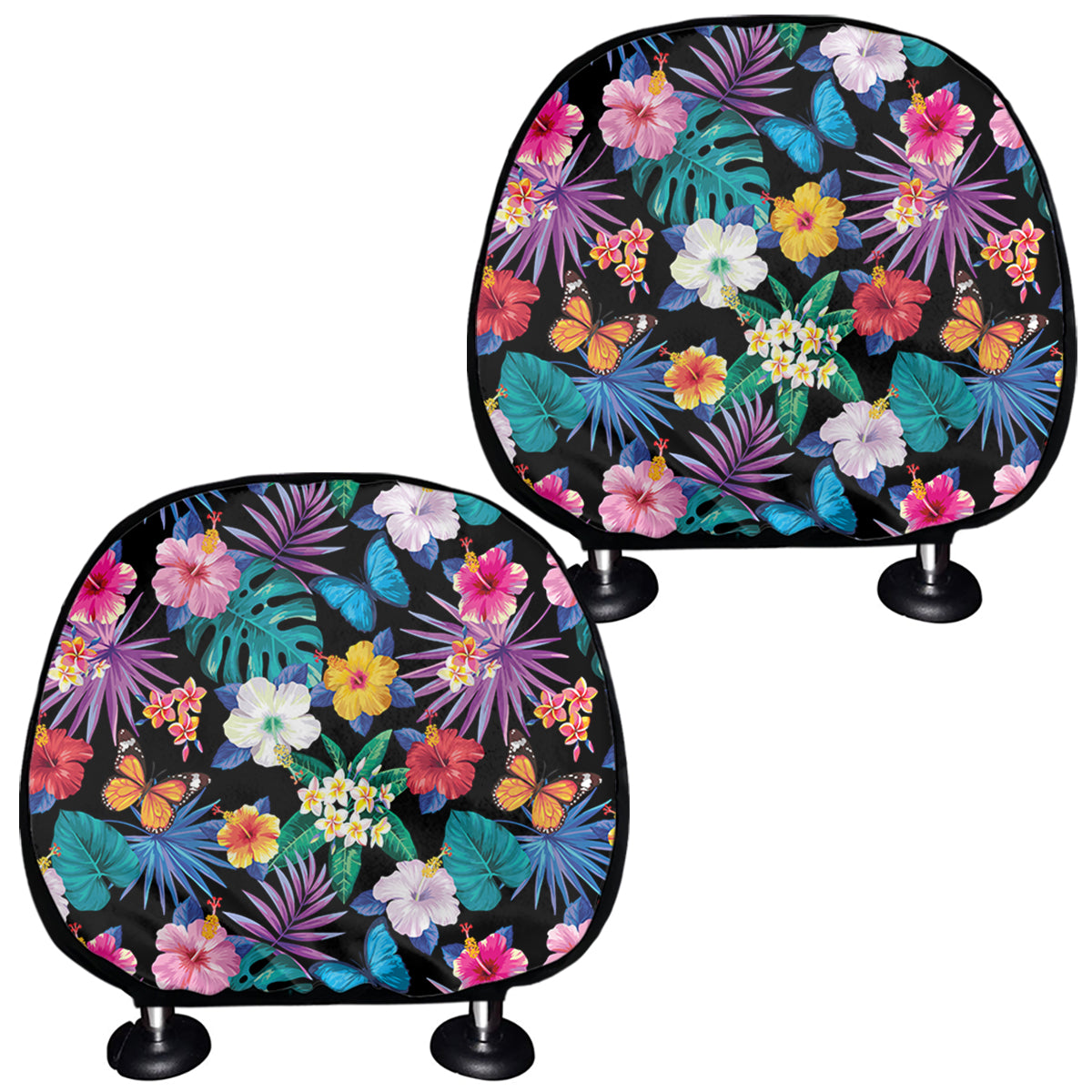 Colorful Tropical Jungle Hawaiian Print Car Headrest Covers